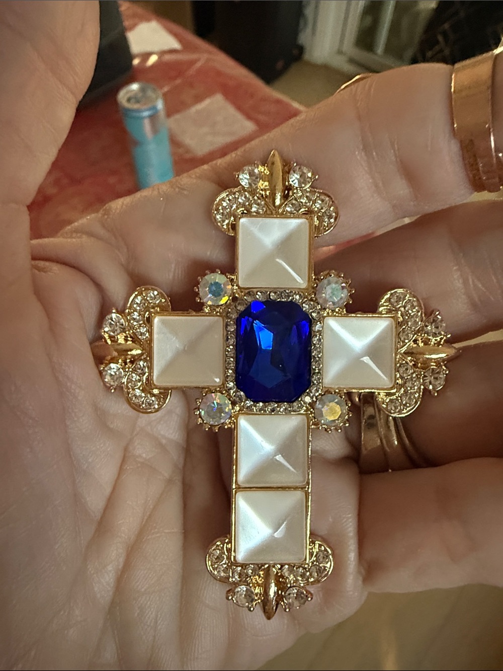 Unique brooch Ab crystal gemstone